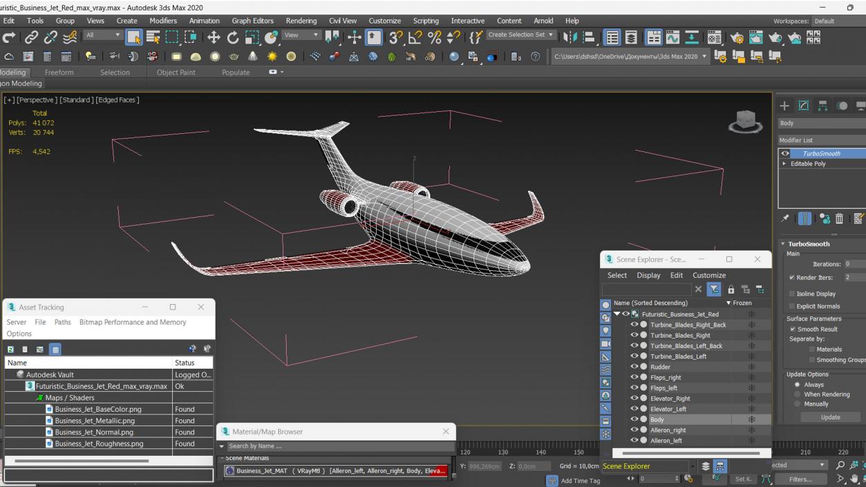 Futuristic Business Jet Red 2 3D model