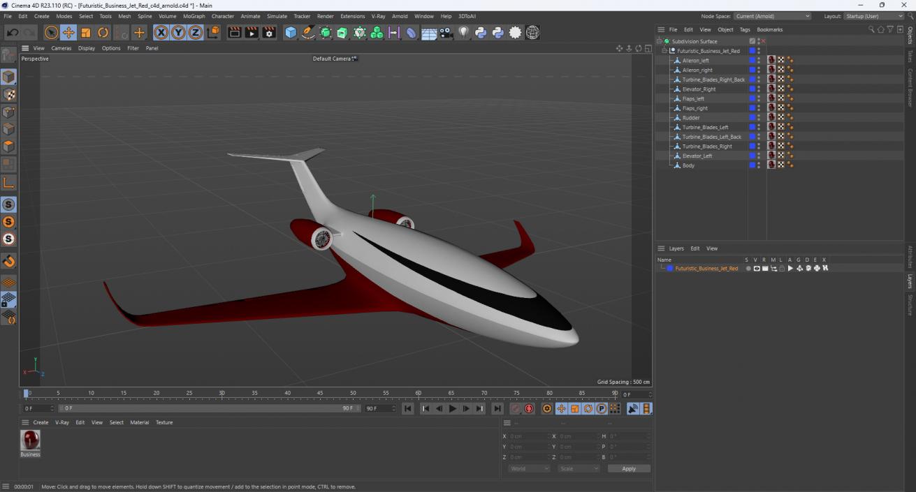 Futuristic Business Jet Red 2 3D model