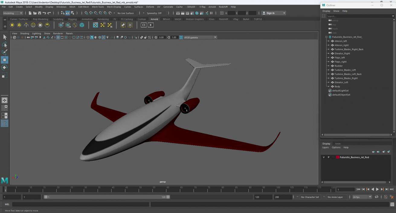 Futuristic Business Jet Red 2 3D model