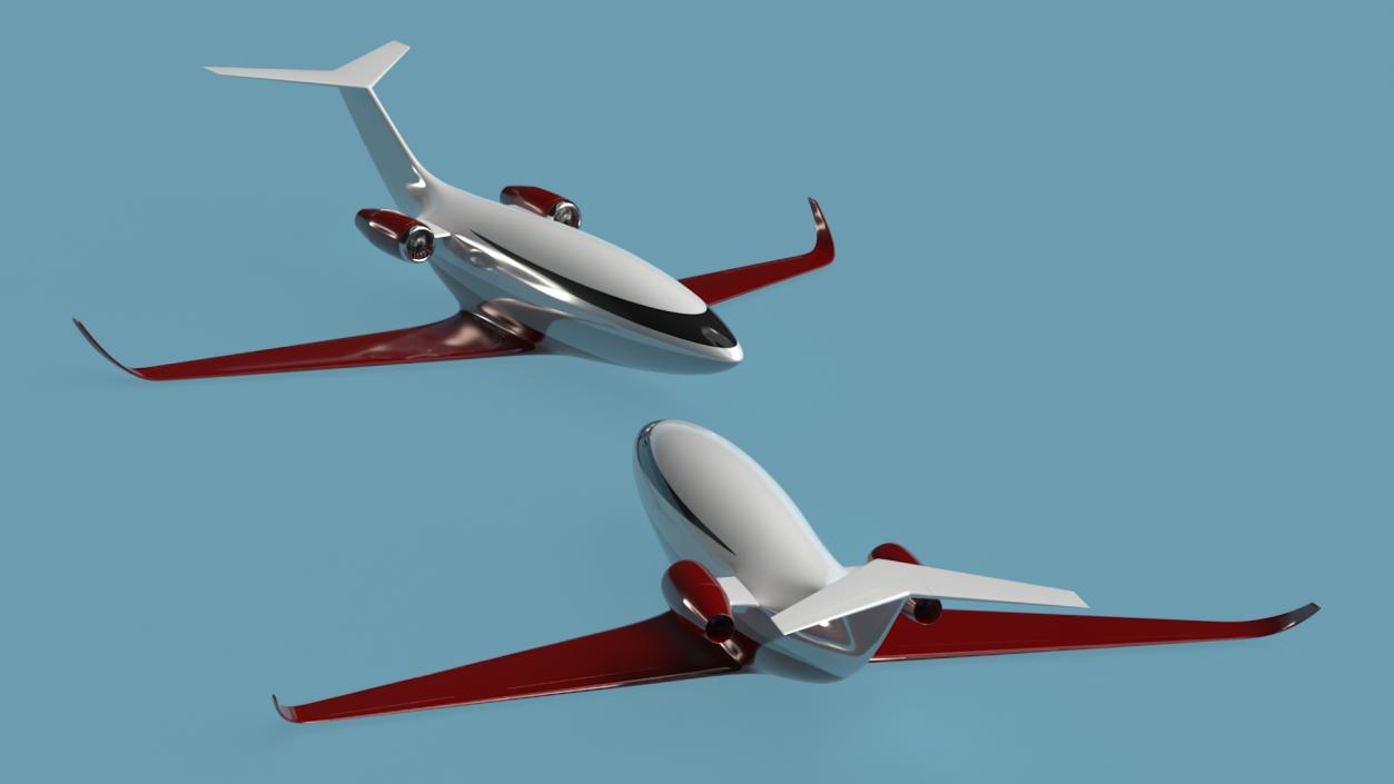 Futuristic Business Jet Red 2 3D model