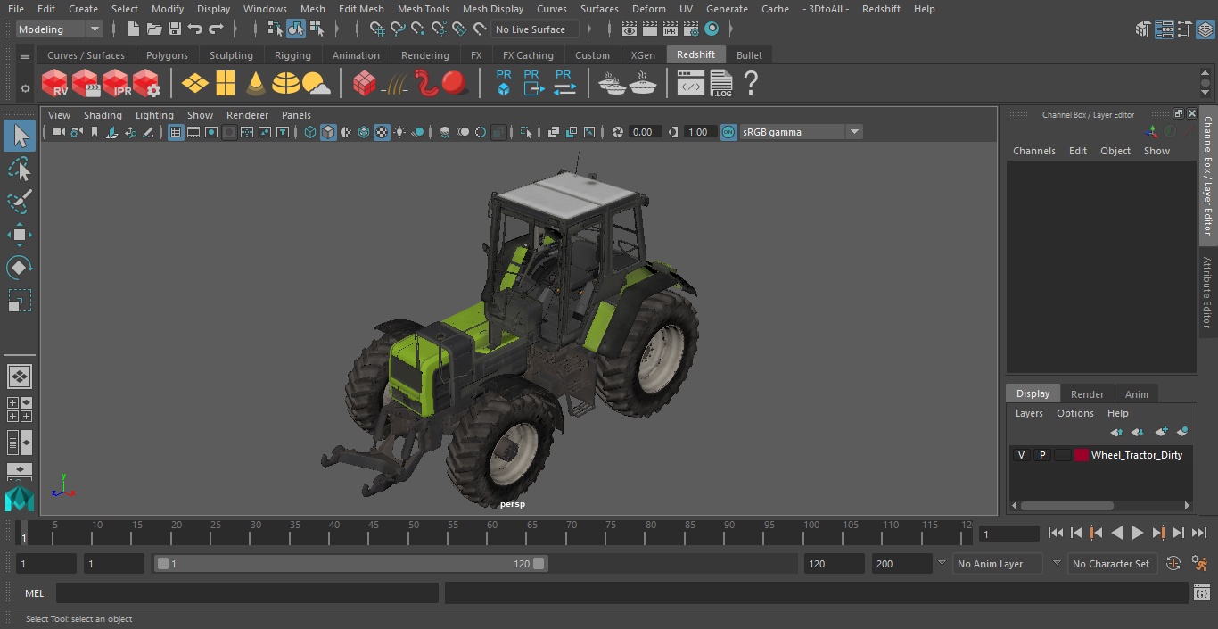 Wheel Tractor Dirty 3D model