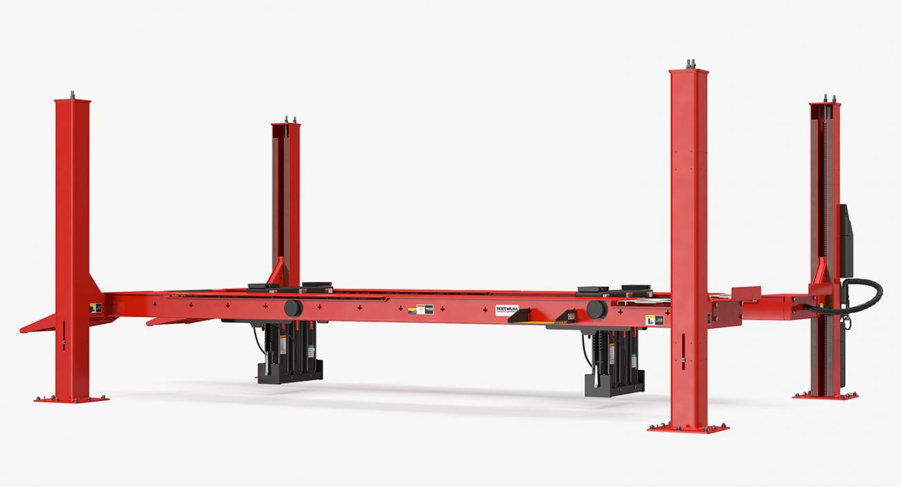 Hunter L451 4 Post Car Lift Rigged 3D model