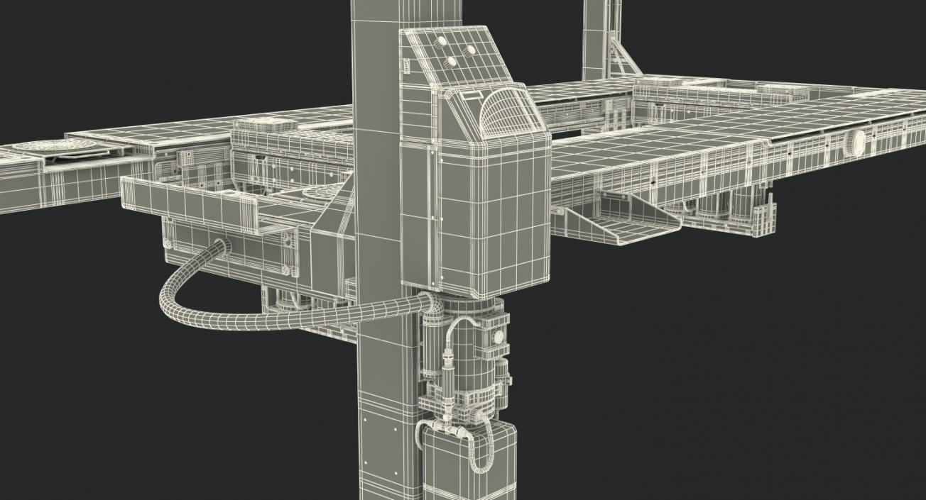 Hunter L451 4 Post Car Lift Rigged 3D model