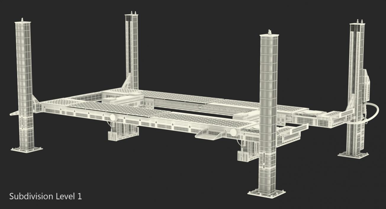 Hunter L451 4 Post Car Lift Rigged 3D model