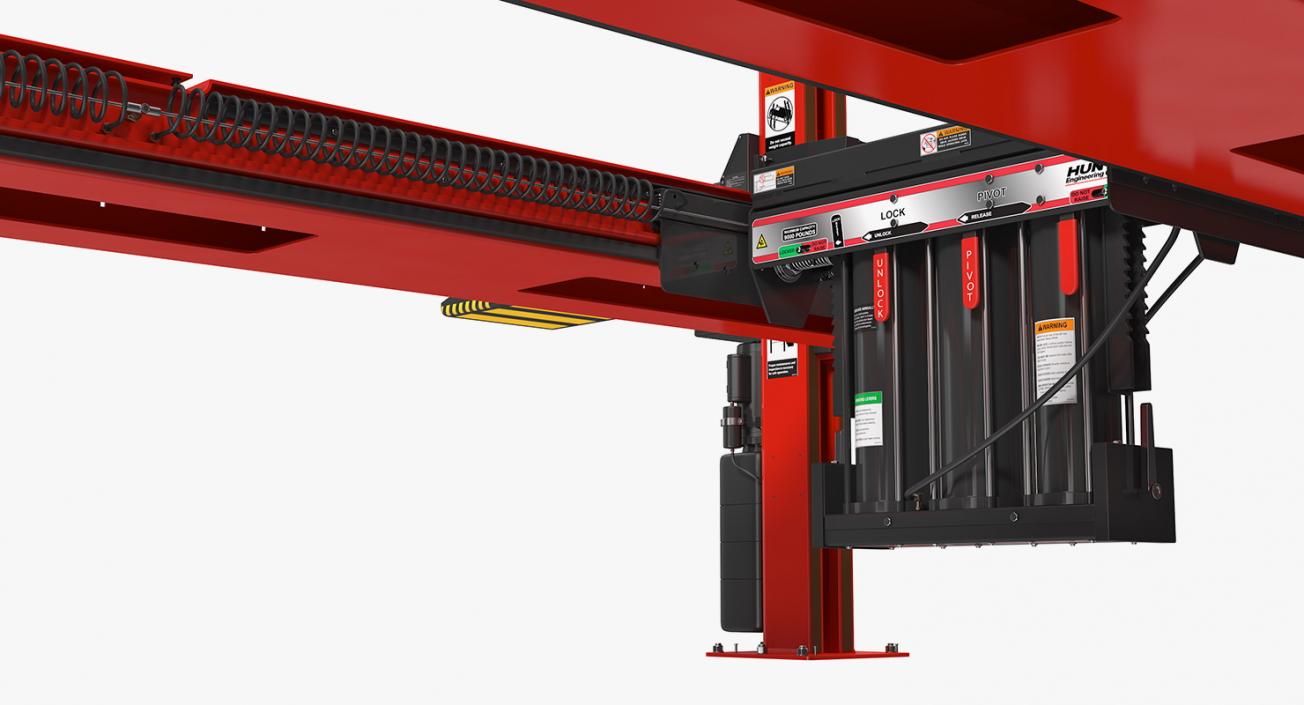 Hunter L451 4 Post Car Lift Rigged 3D model