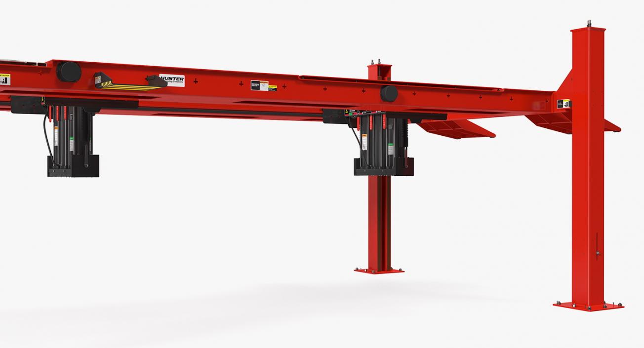 Hunter L451 4 Post Car Lift Rigged 3D model