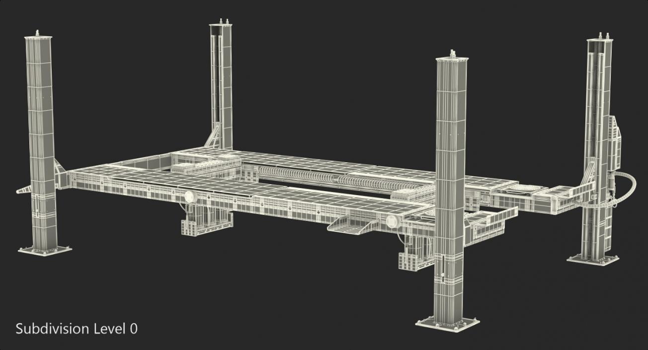 Hunter L451 4 Post Car Lift Rigged 3D model