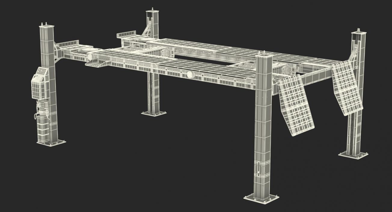 Hunter L451 4 Post Car Lift Rigged 3D model