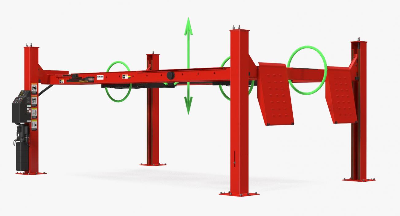 Hunter L451 4 Post Car Lift Rigged 3D model