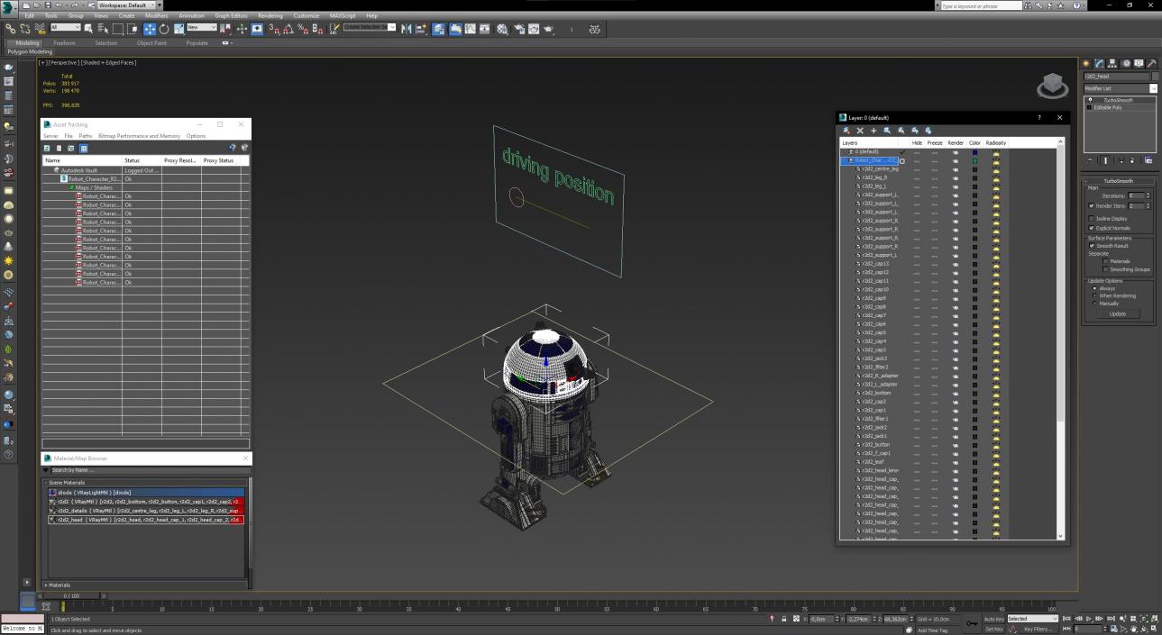 3D Robot Character R2-D2 Rigged model