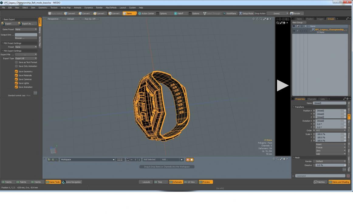 3D UFC Legacy Championship Belt model