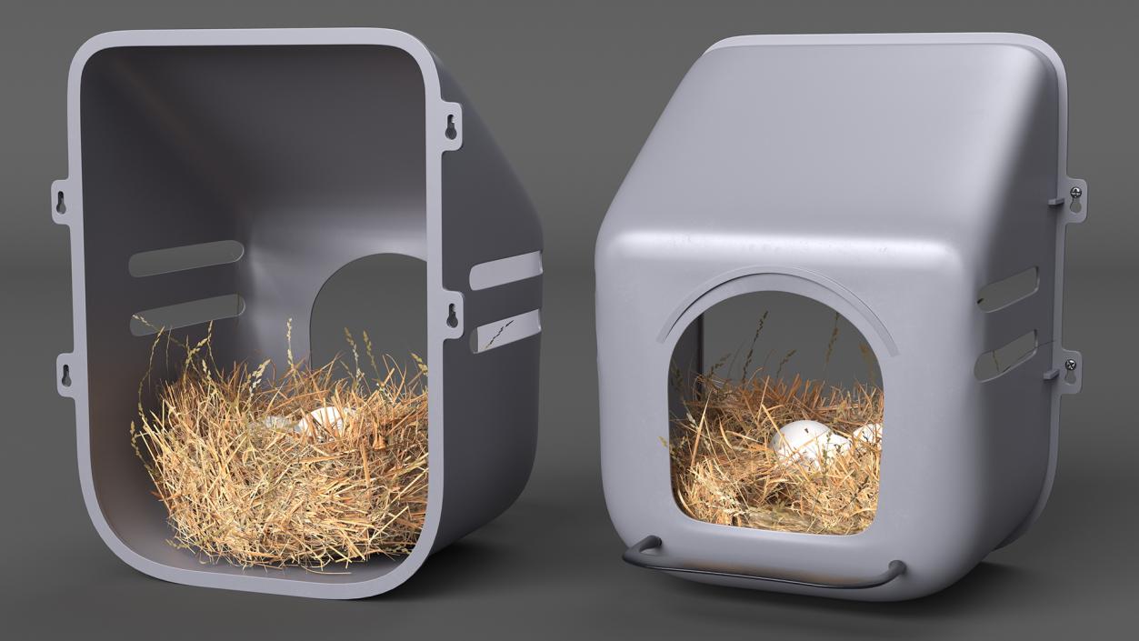 3D model Wall Mount Nesting Nest Box with Chicken Eggs