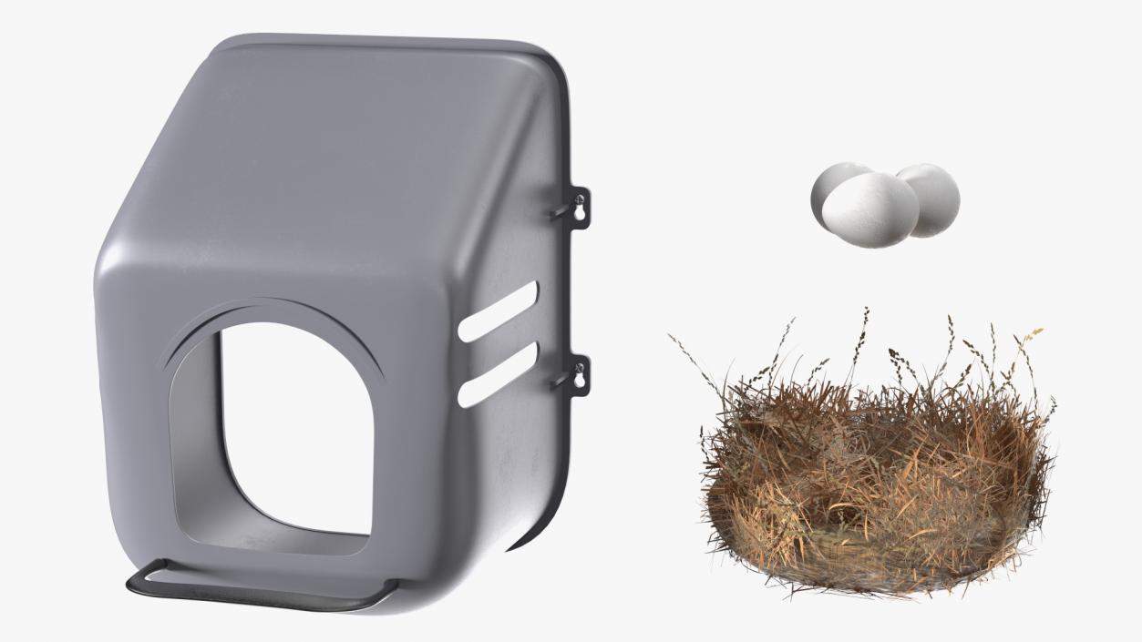 3D model Wall Mount Nesting Nest Box with Chicken Eggs