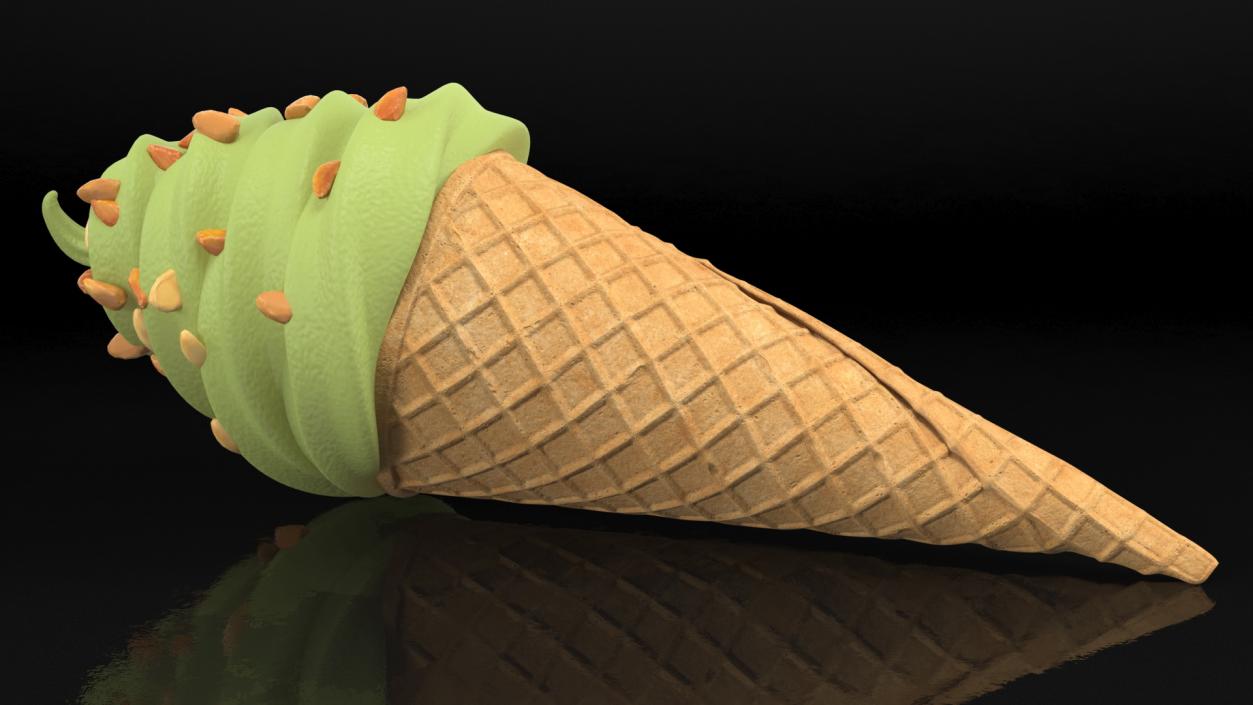 Pistachio Chocolate Ice Cream With Nuts 3D model