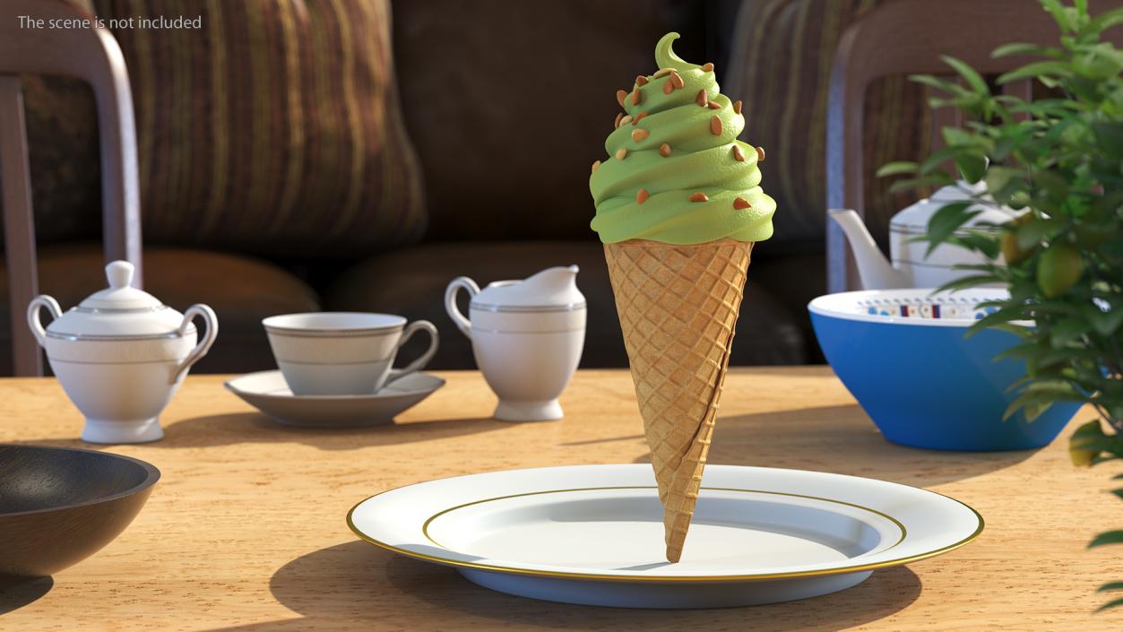 Pistachio Chocolate Ice Cream With Nuts 3D model