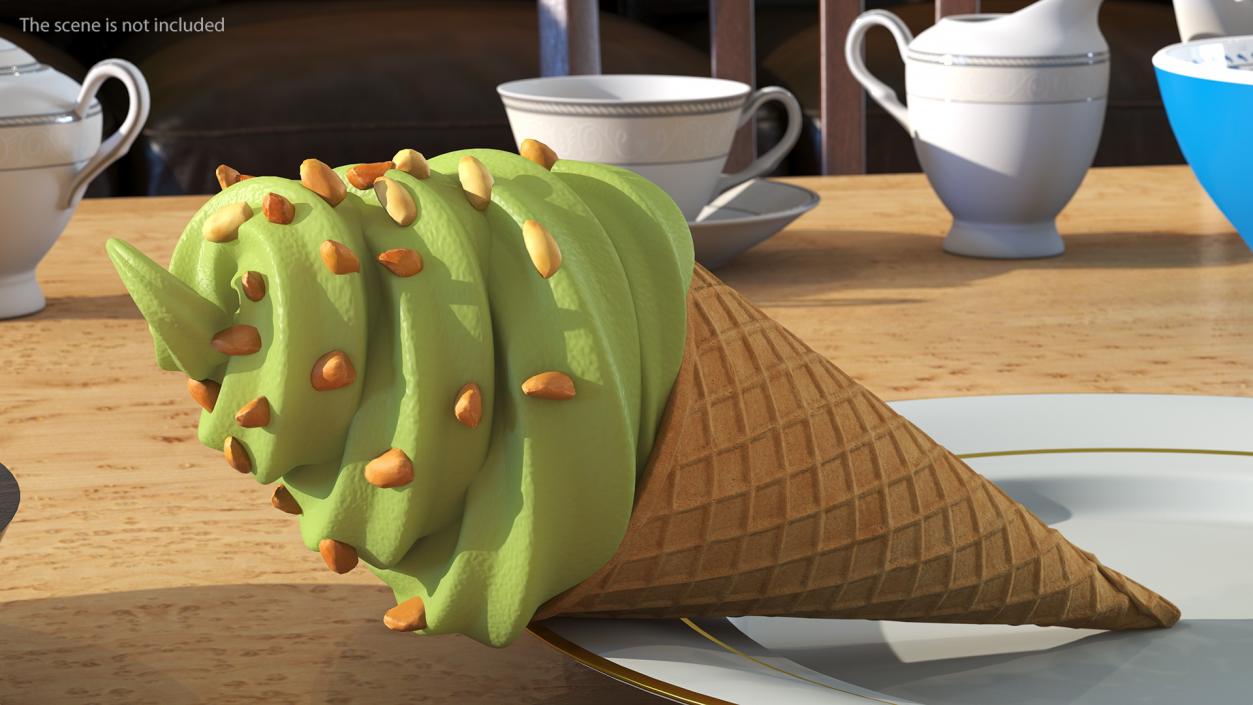 Pistachio Chocolate Ice Cream With Nuts 3D model