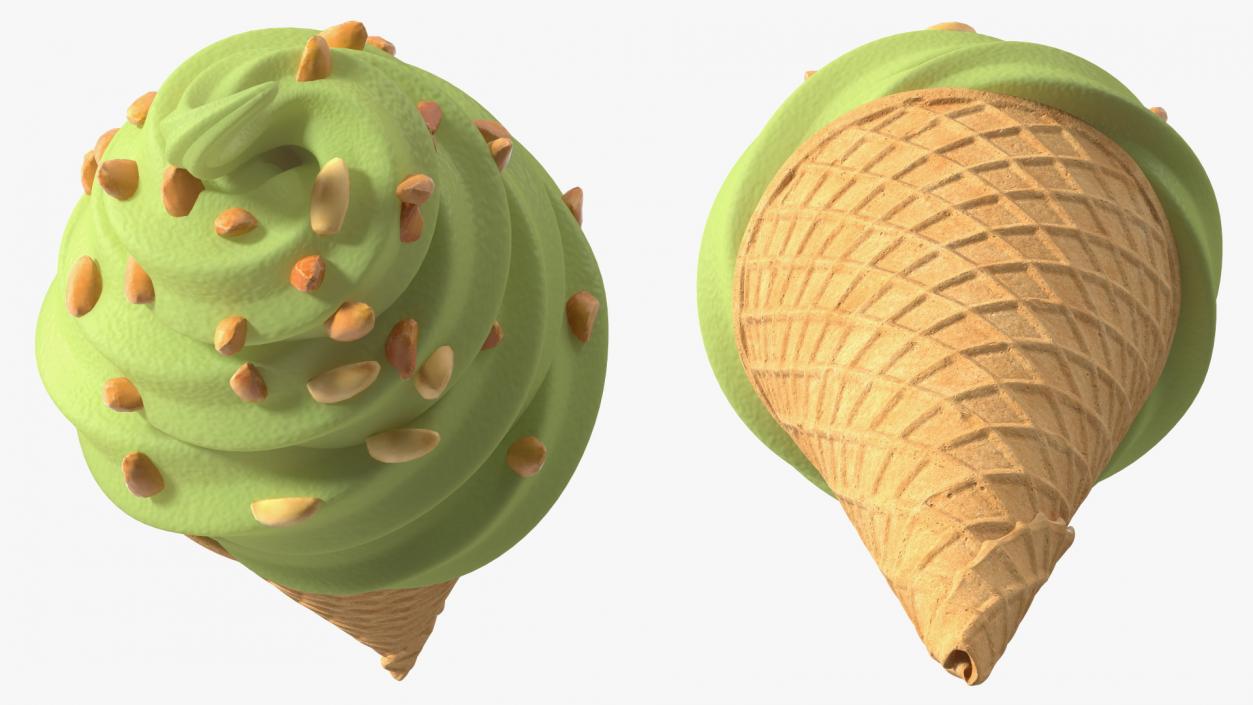 Pistachio Chocolate Ice Cream With Nuts 3D model