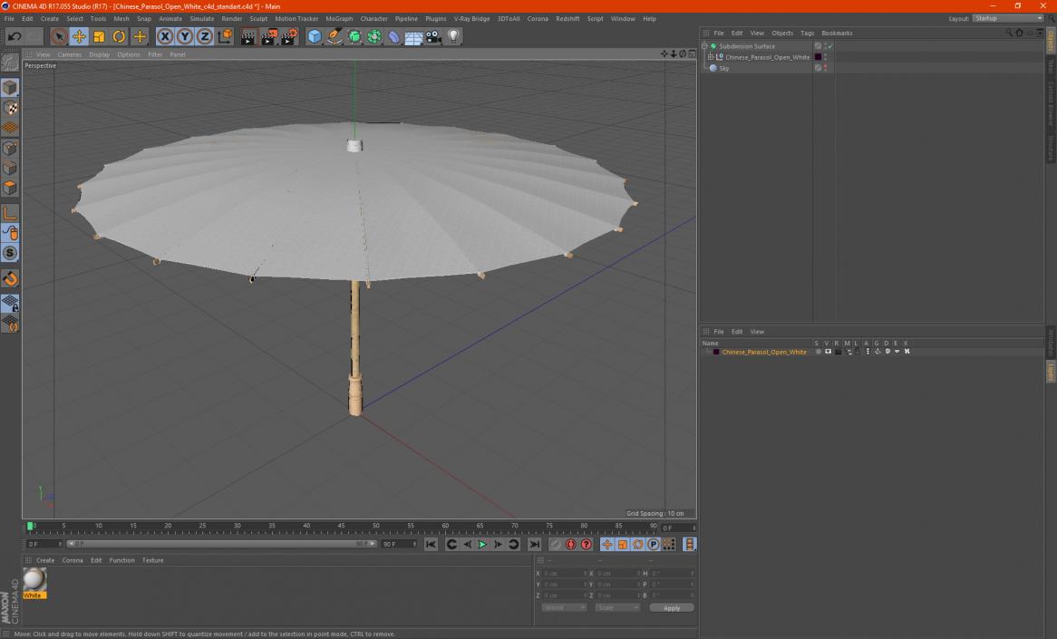 3D Chinese Parasol Open White