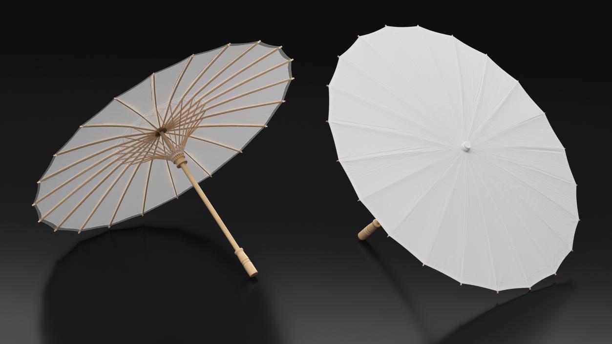 3D Chinese Parasol Open White