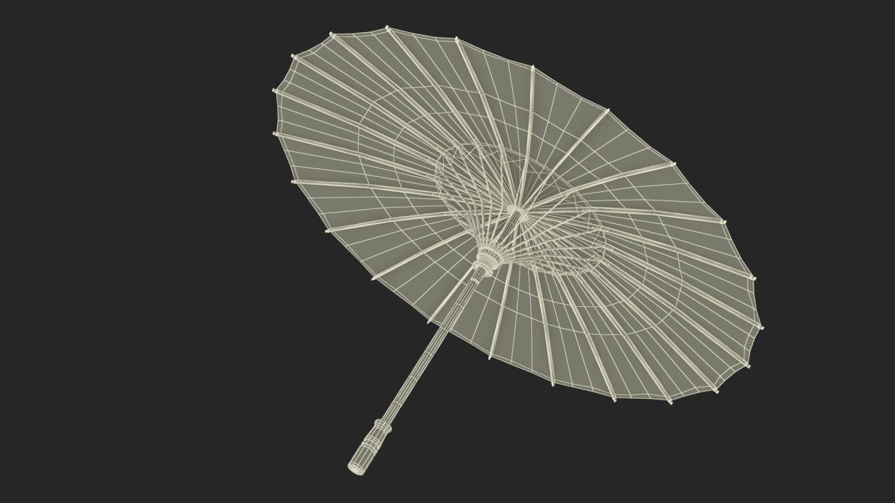 3D Chinese Parasol Open White