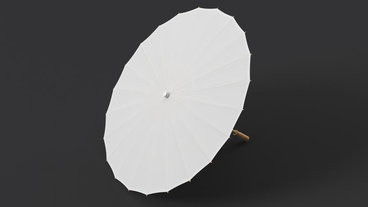 3D Chinese Parasol Open White