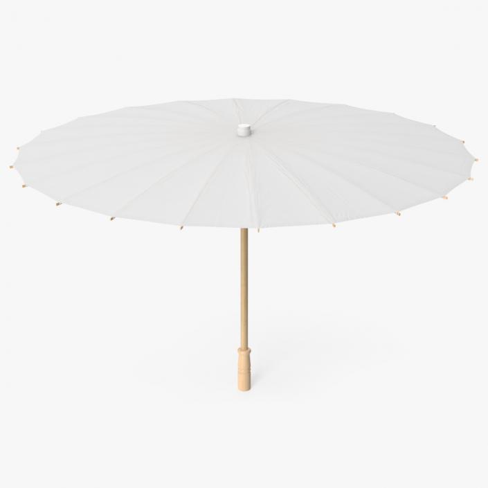 3D Chinese Parasol Open White