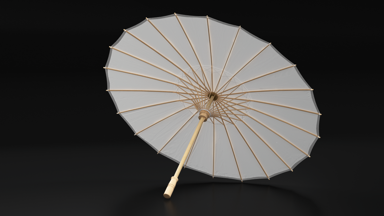 3D Chinese Parasol Open White