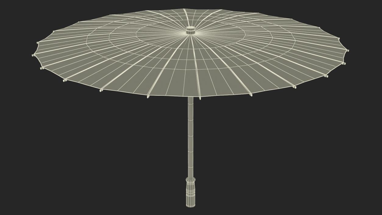 3D Chinese Parasol Open White