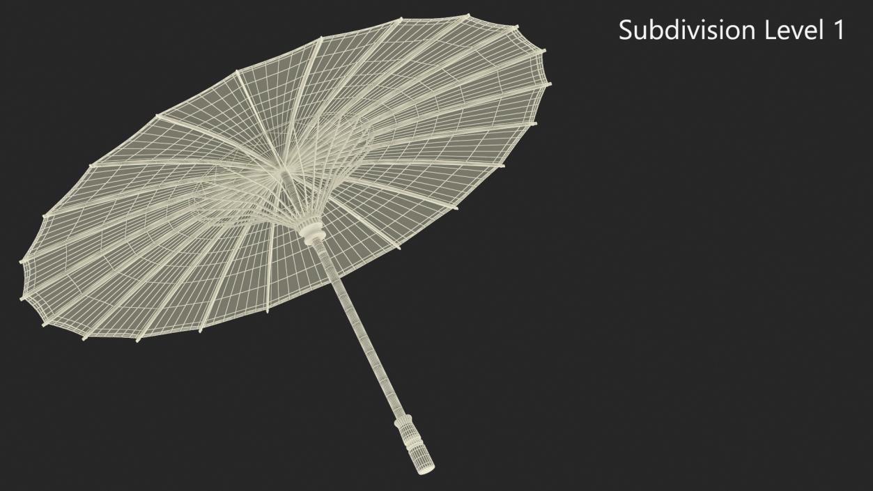 3D Chinese Parasol Open White