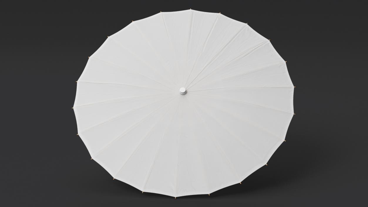 3D Chinese Parasol Open White