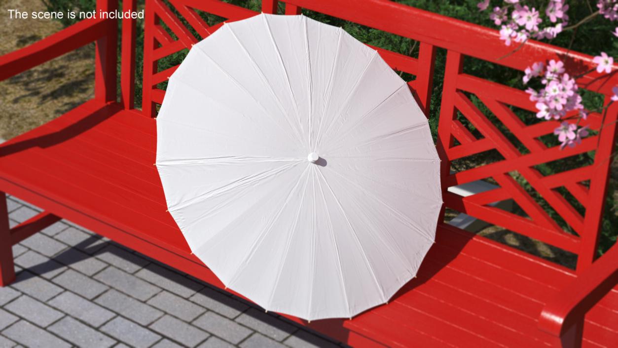 3D Chinese Parasol Open White