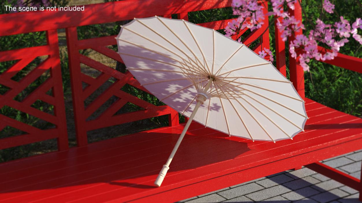 3D Chinese Parasol Open White