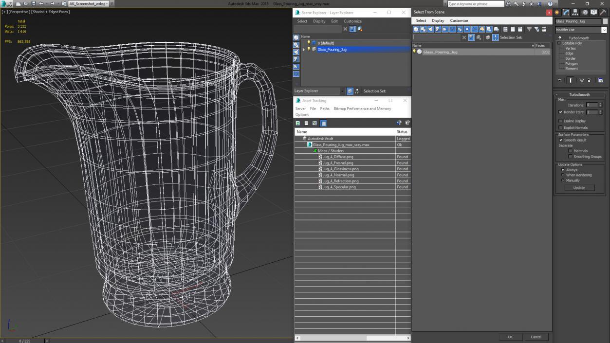 Glass Pouring Jug 3D