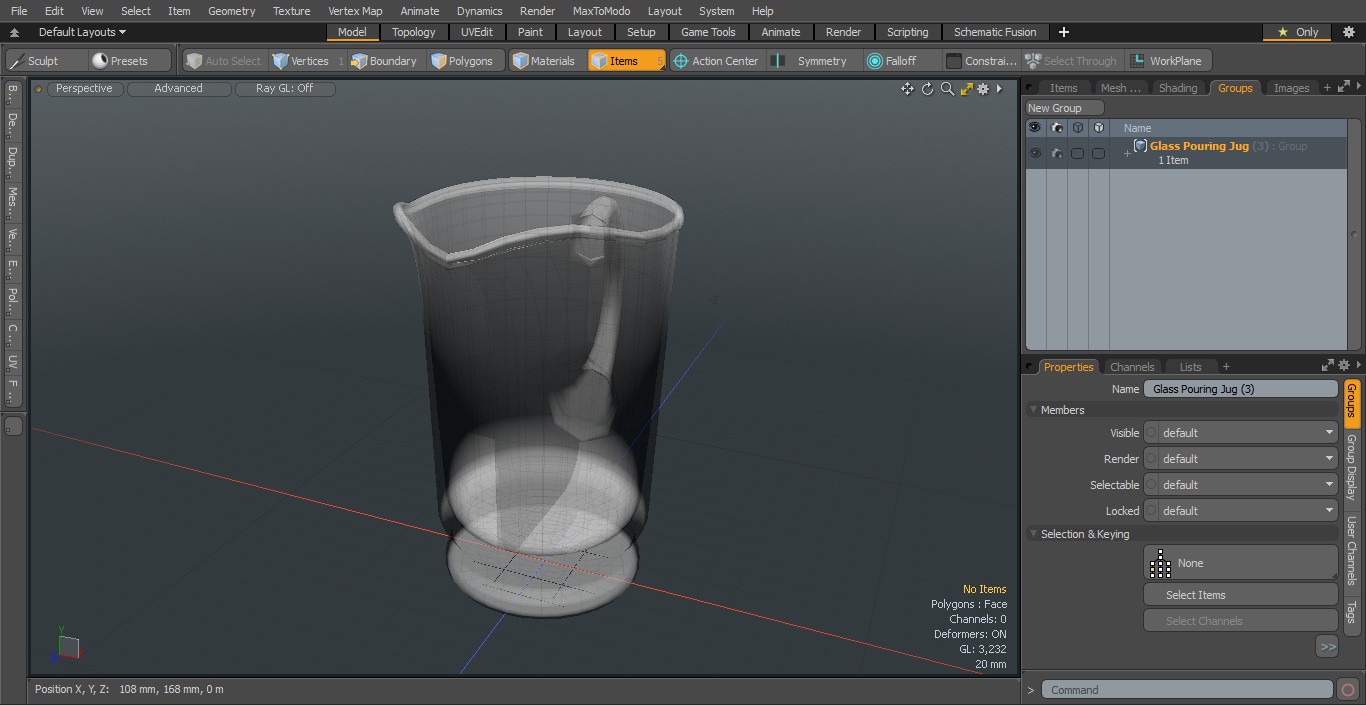 Glass Pouring Jug 3D