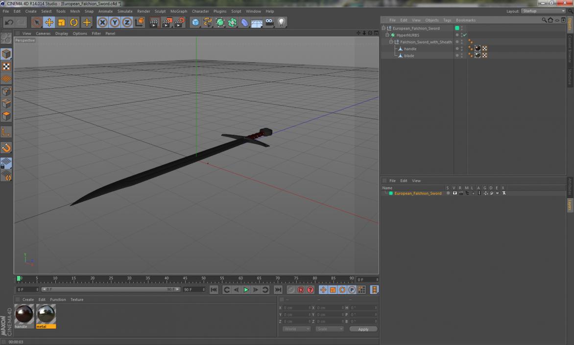 3D European Falchion Sword model