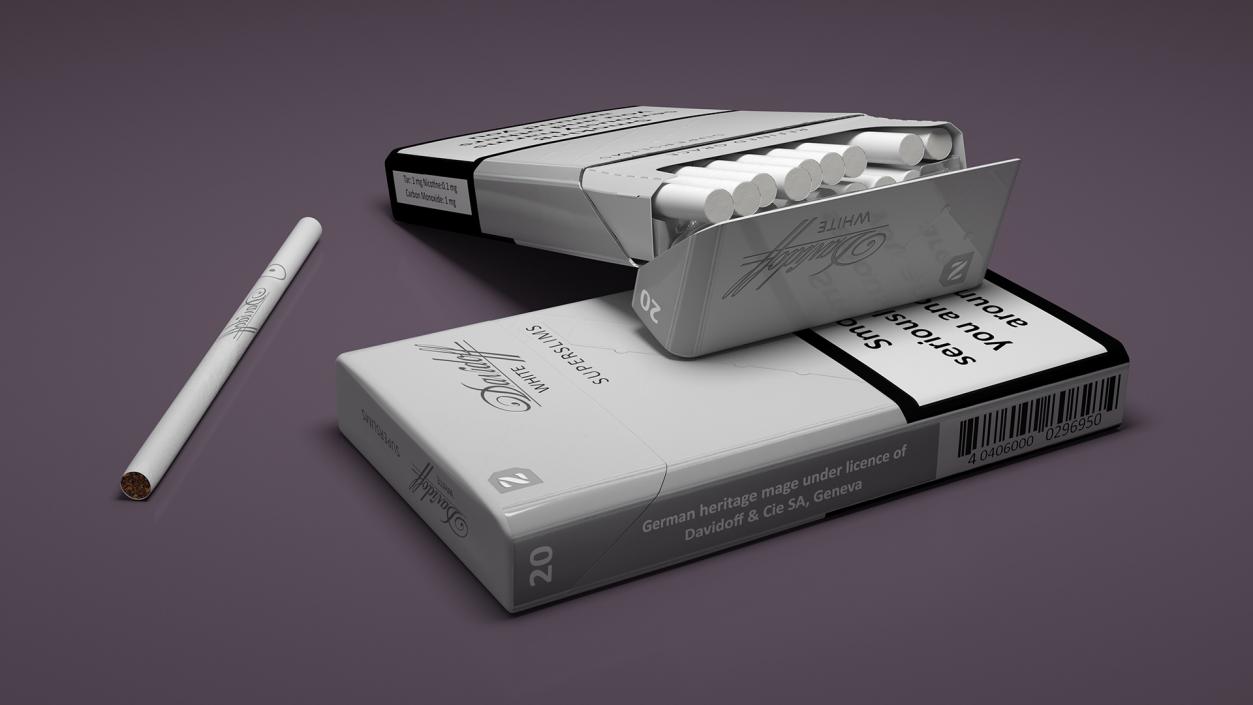 Cigarettes Davidoff White Super Slim Unpacked 2 3D