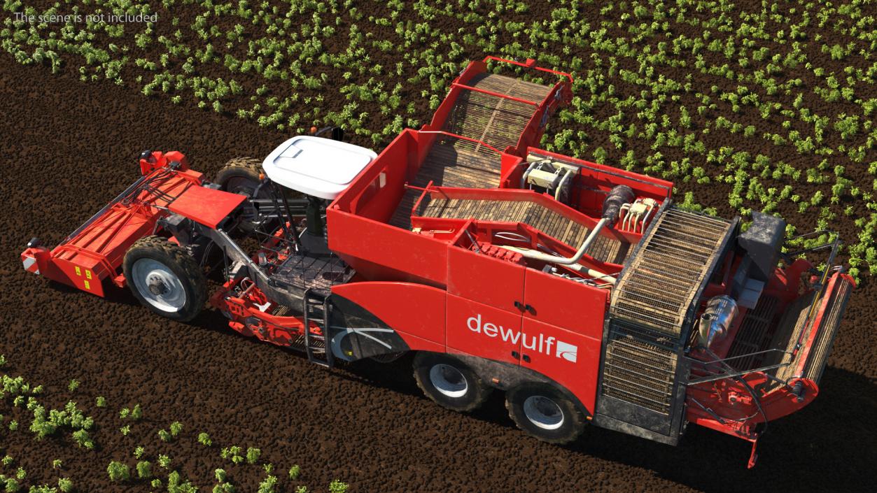 Dewulf Enduro 4-Row Harvester Dirty Rigged 3D