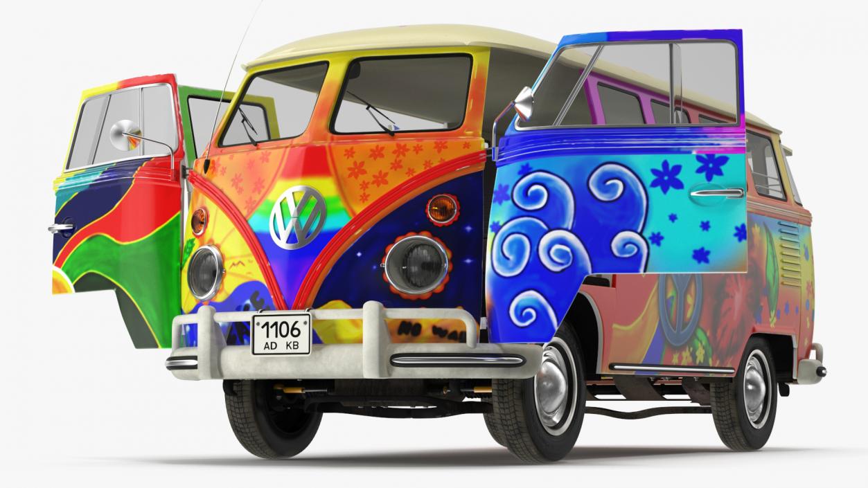 3D Hippie Volkswagen Bus