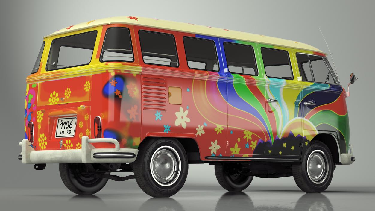 3D Hippie Volkswagen Bus