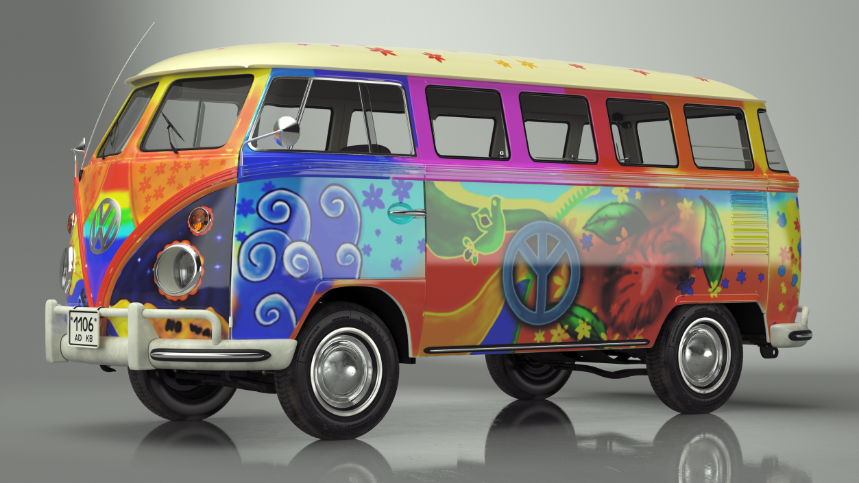 3D Hippie Volkswagen Bus