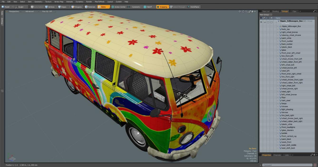 3D Hippie Volkswagen Bus