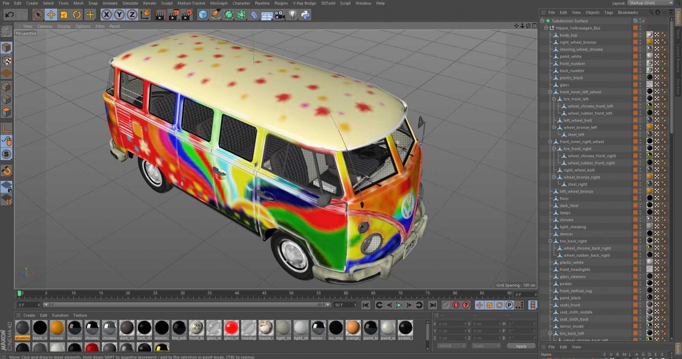 3D Hippie Volkswagen Bus