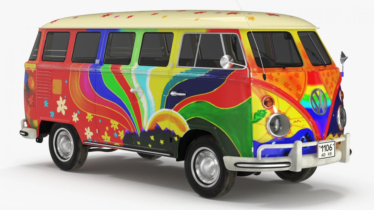 3D Hippie Volkswagen Bus