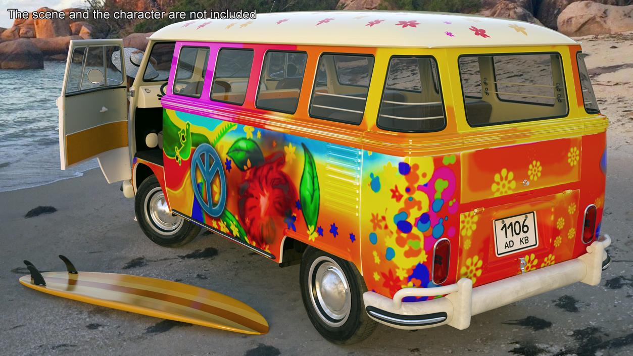 3D Hippie Volkswagen Bus