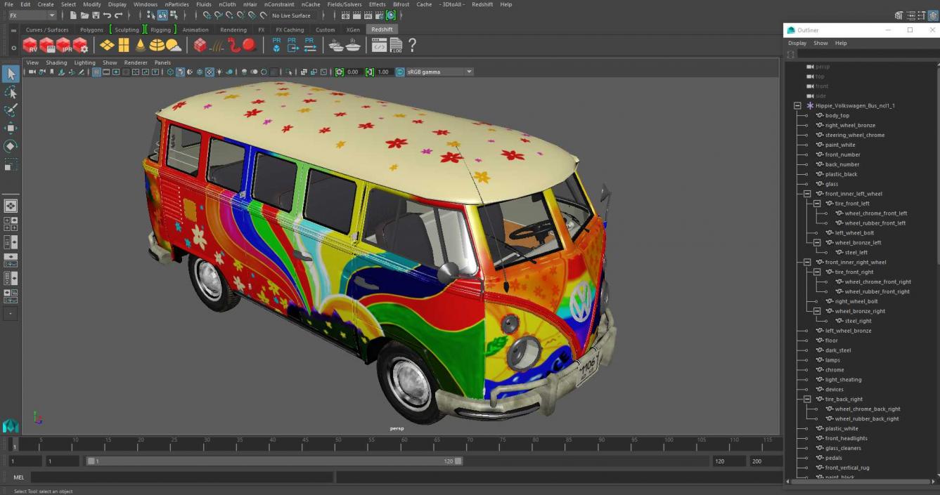 3D Hippie Volkswagen Bus