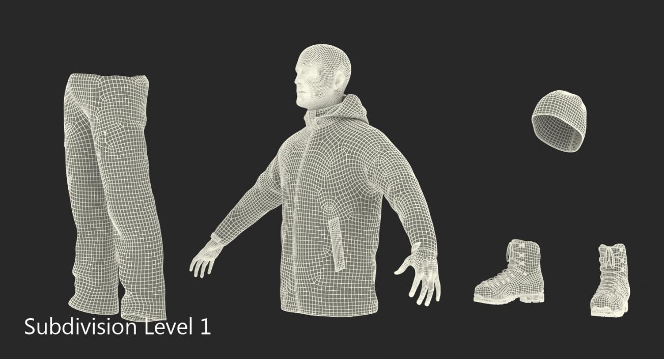 3D Winter Men Sportswear Rigged model