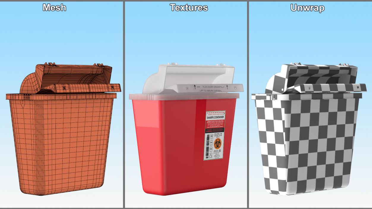 Biohazard Medical Sharps Container Open 3D model