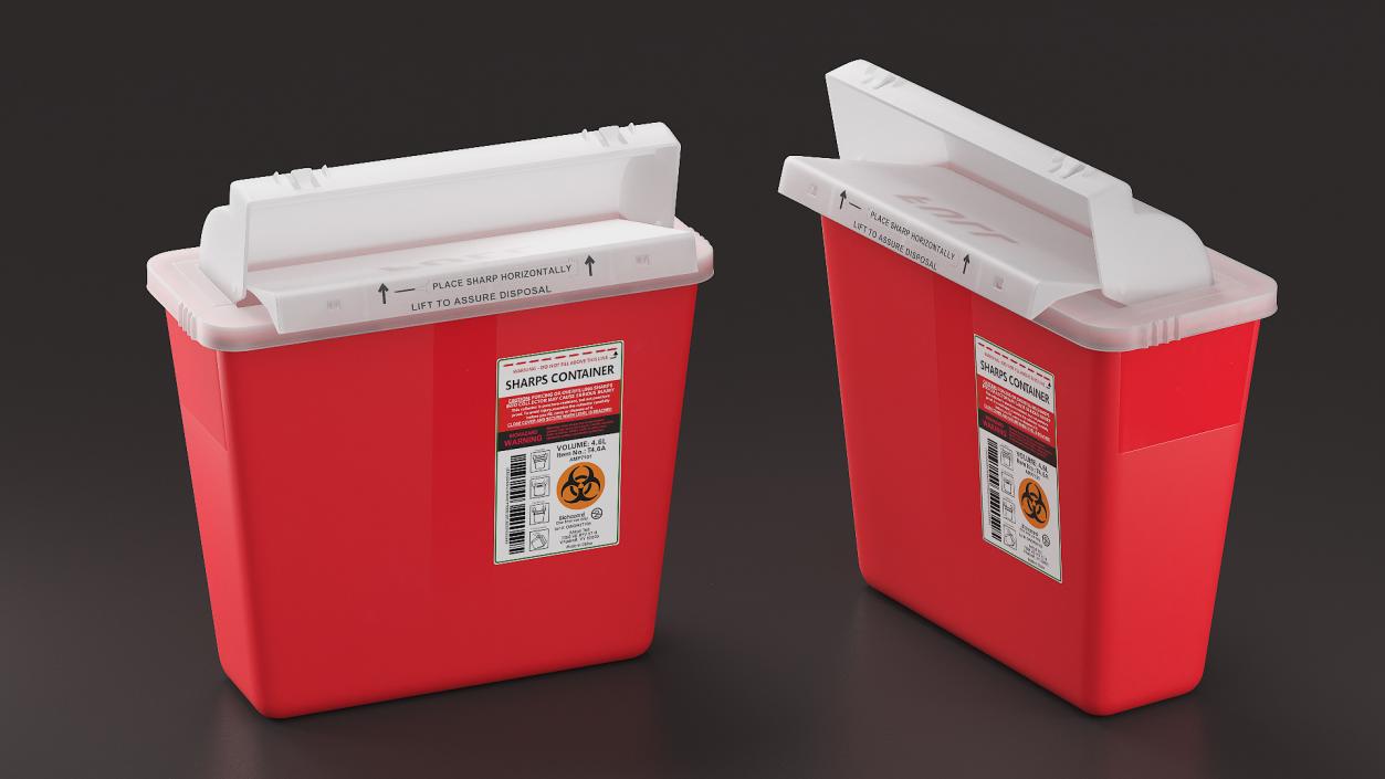 Biohazard Medical Sharps Container Open 3D model