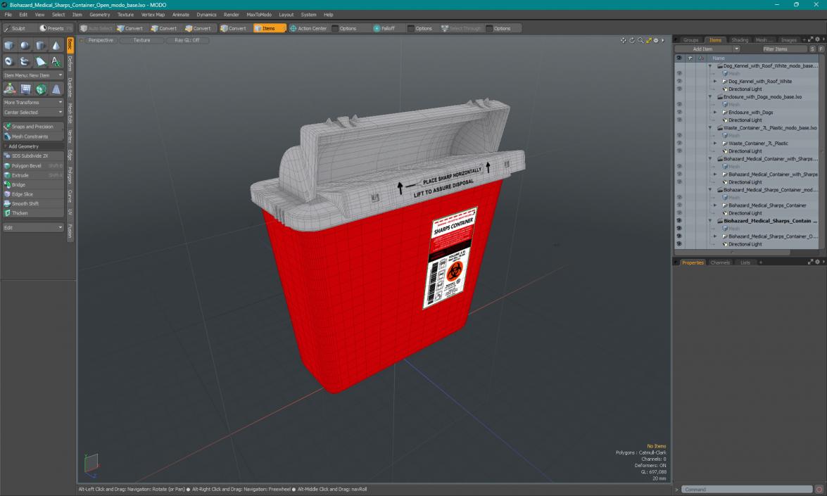 Biohazard Medical Sharps Container Open 3D model