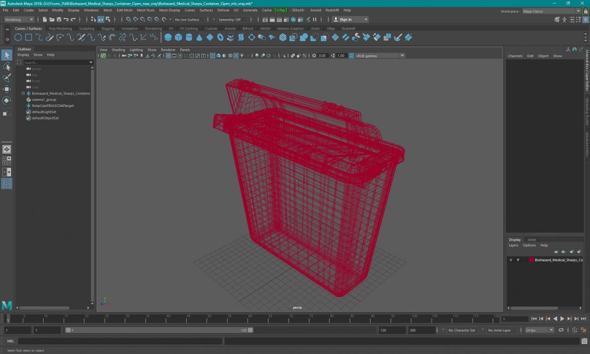 Biohazard Medical Sharps Container Open 3D model